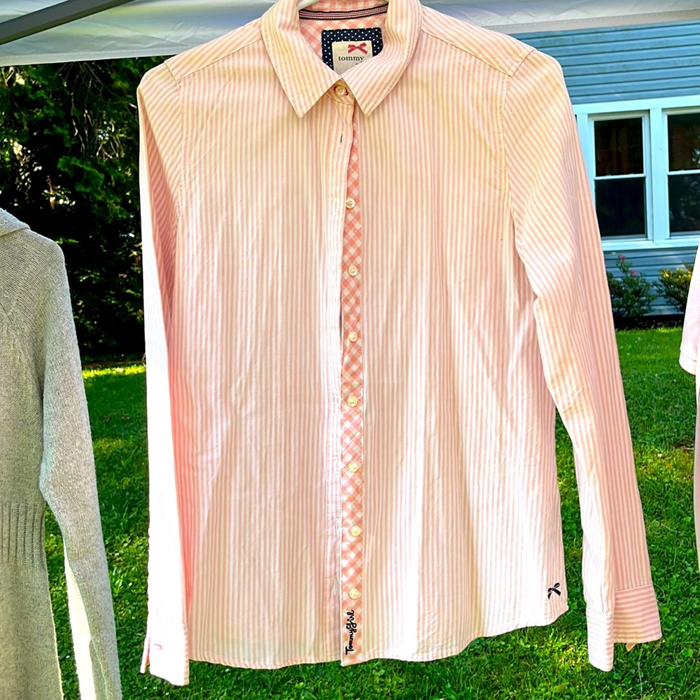 Tommy Girl pink stripe/checkered button down.
